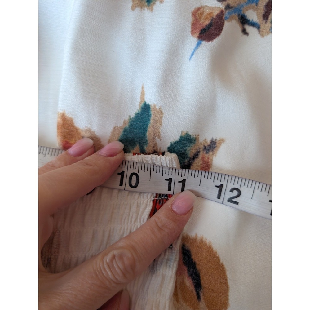 Vince White‎ Floral Gauze Shirred Midi Skirt XS Romantic Minimalist Cottage Chic - Picture 11 of 13
